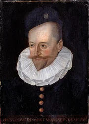 Portrét Henriho I. vévody z Montmorency, Connetable of France (1534-1614) Obraz francouzské školy 16. století. Ztlumit. 0,31 x 0,22 m. Versailles, zámky Versailles a Trianon