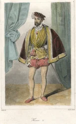 Portrét Jindřicha II. (1519 - 1559) s mečem.