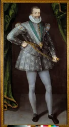 Portrét francouzského krále Jindřicha IV. (1553-1610) anonymní obraz ze 17. století. Grenoble, Musee Des Beaux Arts. - Portrét Jindřicha IV., francouzského krále (1553-1610). Anonymní obraz 17. století. Muzeum krásného umění, Grenoble, Francie