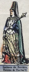 Portrét Isabeau (Isabelle, Elisabeth) de Baviere (1371-1435), manželky francouzského Karla VI. (Kapetovská dynastie). Ilustrace z konce 19. století.