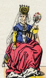 Portrét Isabeau (Isabelle, Elisabeth) de Baviere (1371-1435), manželky francouzského Karla VI. (Kapetovská dynastie).