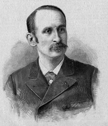 Portrét Jacquese Marie Eugene Godefroy-Cavaignac (Godefroy de Cavaignac, Godefroy Cavaignac) (1853-1905), francouzský politik, ministr války v roce 1895. Rytina v „La gazette du dimanche“ ze 14. listopadu 1895.