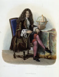 Portrét Jeana Francoise Regnarda, francouzského spisovatele a dramatika (1655-1709) - v "Le Plutarque francais", Mennechet