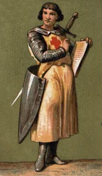 Portrét Jeana de Joinville (1225 - 1317) Francouzský fejetonista Přítel a důvěrník krále Ludvíka IX., kterého doprovázel na VII. křížovou výpravu. Chromolitografie 19. století.