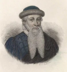 Portrét Johannese Gensfleisch dit Gutenberg (1394/99-1468), německého tiskaře. V ""Portréty užitečných mužů""