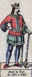 Portrét Jana II z Francie, známého jako Jan Dobrý (1319-1364) (dynastie Kapetovců). Ilustrace z konce 19. století.