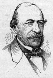 Portrét Josepha Autrana (1813-1877), francouzského básníka a akademika. Rytina v „“ Le Monde Illustré““ č. 883 ze 14. března 1874.