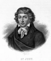 Portrét Louise Antoina Léona Saint - Justa (1767 - 1794) - v “”Revolution francaise”” od Thierse. 19. století
