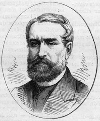 Portrét Louise Cabata (1812-1893), francouzského malíře. Rytina v „“ Le Monde Illustré““ č. 890 ze dne 2. května 1874.