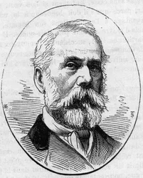 Portrét Louise Francoise (?) (1814-1888), francouzského rytce. Rytina v „“ Le Monde Illustré““ č. 890 ze dne 2. května 1874.