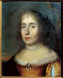 Portrét Madame de Scudery (nebo Madeleine de Scuderi (1607 - 1701), francouzská literátka). Anonymní obraz francouzské školy