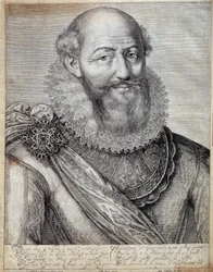 Portrét Maxmiliána z Bethune, vévody ze Sully (1560-1641). Rytina ze 17. století. Pau, Musee Du Chateau