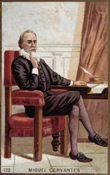 Portrét Miguela Cervantese (1547-1616), španělského spisovatele.
