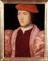 Portrét Odeta de Coligny, kardinála z Chatillonu v roce 1534 (syn Gasparda de Coligny, Marechala z Francie a bratr admirála Gasparda de Coligny) (1517-1571) kolem roku 1535 Malba francouzské školy 16. století. Ztlumit. 0,32x0,23m. Versaille
