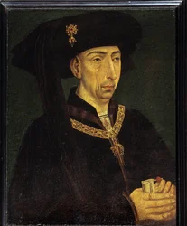 Portrét Filipa III. Burgundského zvaného Filip Dobrý (1396-1467) Vévoda z Burgundska, zakladatel anonymního obrazu Zlatého rouna Francouzské školy