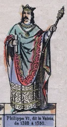 Portrét Filipa VI. z Francie, známého jako Philippe de Valois (1294-1350) (dynastie Kapetovců). Ilustrace z konce 19. století.