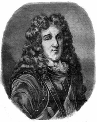 Portrét prince Evžena Francoise Savojského (1663-1736). Rytina v „Historie papežů-králů-královen a císařů v průběhu staletí““ od Maurice Lachatre