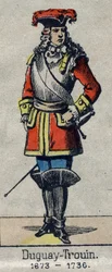 Portrét René Duguay Trouin (Duguay-Trouin) (Rene Trouin du Gue dit) (1673-1736) francouzský námořník. Obrázek Epinal z konce 19. století.