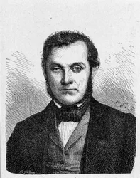 Portrét Roberta Wilhelma Bunsena (1811 - 1899). Německý chemik.- v „“ Album of Science; věhlasní vědci; Velké objevy “”” 1896.