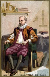 Portrét Solomona de Caus (1576-1626). Chromolitografie konce 19. století.