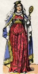 Portrét Ultrogothe (zemřel po 566-567) královny Francie a manželka Childeberta 1.