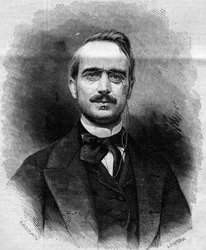 Portrét Urbana (Urban), hrabě Rattazzi (1808-1873), italský politik. Rytina v „“ Le Monde Illustré““ č. 258 z 22. března 1862.