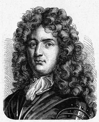 Portrét Vaubana (1633 - 1707). (Sébastien Le Prestre de Vauban) (maršál Francie a vojenský inženýr) - v „“ Album de la Science; věhlasní vědci; Velké objevy “”” 1896.