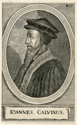 Portrét francouzského teologa Johna Calvina (rytina)