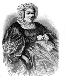 Portrét markýze de La Rochejaquelein (La Rochejaquelein) (rozená Marie Louise Victoire de Donnissan nebo Donissan) (1772-1857), francouzský spisovatel. Rytina z roku 1858.