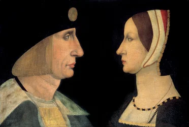 Portréty krále Ludvíka XII. (1462-1515) a Anny Bretaňské (1477-1514) královny Francie Anonymní obraz. 16. století. Slunce. 0,31x0,49 m Chantilly, musee Conde. - Portréty krále Ludvíka XII. (1462-1515) a Anny Bretaňské (1477-1514), francouzské královny.