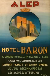 Plakát inzerující hotel Baron v Aleppu, c.1920