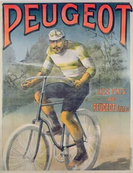 Plakát inzerující cykly Peugeot (barevné rytí)