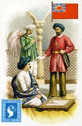 Pošťák doručující dopis v britské Indii, konec 19. století