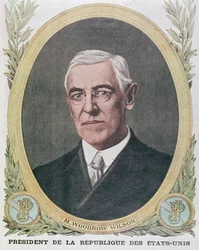Prezident Woodrow Wilson (1856-1924), ilustrace z Le Petit Journal 1917