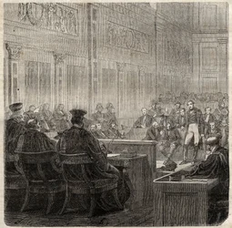 Proces královského dvora v Poitiers generála Jean Baptiste Bretona (Jean-Baptiste) dit Berton (1769-1822) v roce 1822 -