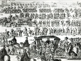 Průvod při vstupu mladého krále Ludvíka XIV. jako dítěte do města Paříže 18. srpna 1649, detail