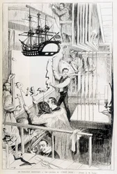 Loutkáři v zákulisí Chat Noir, pařížský kabaret - v „Le Monde illustré““ z 28. 1. 1888.