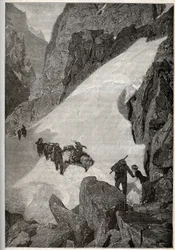 Pyreneje - výstup na Pic du Midi - rytina „“ PATRIE“ - PIQUE POPIS FRANCIE V 6 SVAZTECH LUCIEN HUARD - konec 19. stol.