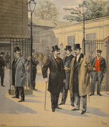 Opětovný vstup do Chambres des Deputes: Tři duchové, ilustrace z Le Petit Journal: Supplement illustre, 5. června 1898