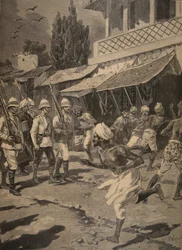 Vzpoura v Bombaji, ilustrace z Le Petit Journal: Supplement illustre, 1898
