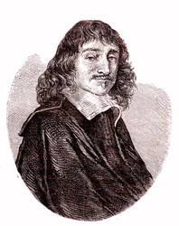 René Descartes , francouzský fyzik, matematik, filozof. 1865 (rytina)