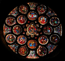 Růžové okno zobrazující Starou smlouvu, c.1235
