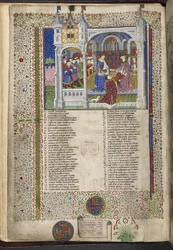 Royal 15 E. VI, f.2v Markéta z Anjou, sedící se svým manželem králem Jindřichem VI., ilustrace z 