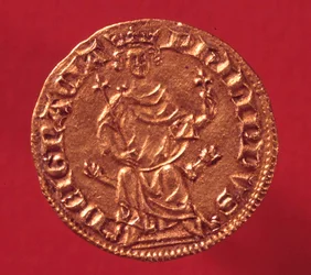 Královský zlatý štít od Filipa IV le Bel (1268-1314). 1290. Paříž, Muzeum měny