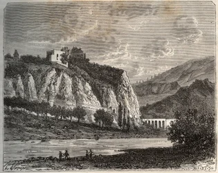 Saint-Paul-en-Cornillon (Saint Paul en Cornillon) - Loire, v regionu Rhone-Alpes - rytina v „La France illustree: geografie, historie, statistická správa“ od V.-A. Sladově hnědá. 1884