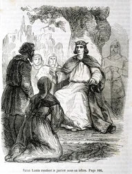 Saint Louis podávající spravedlnost pod bukem - v „Histoire de France“ od L.-P. Anquetil