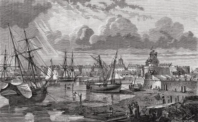 Saint Malo v 18. století, z „Histoire de la Revolution Francaise“ od Louise Blanca (1811-82)