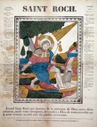 Svatý Rochu. Rytina, snímky Rennes (1825). Colle, Ferrande.