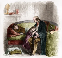 Samuel Hahnemann (1755 - 1843) objevuje homeopatii. Rytina podle kresby Pauqueta.