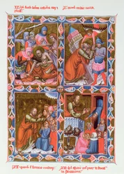 Scény ze života svatého Pavla, faksimile rukopisu Legendaire des Anjou-Hongrie z 15. století, škola v Bologni